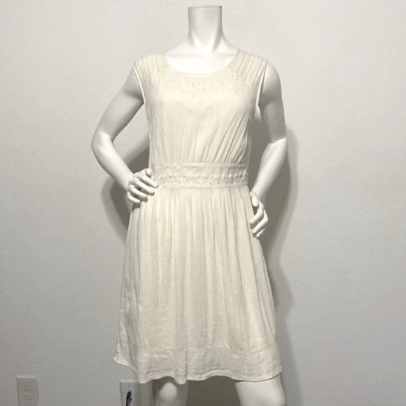 Lucky Brand Lace Boho Fit & Flare Scoop Neck Dress Cream Size M - Picture 1 of 11